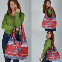Toa Samoa Rugby Christmas Grocery Bag Ula Fala Samoan Pattern Red - Polynesian Pride