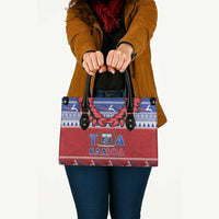 Toa Samoa Rugby Christmas Leather Bag Ula Fala Samoan Pattern Red - Polynesian Pride