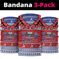 Toa Samoa Rugby Christmas Neck Gaiter Ula Fala Samoan Pattern Red - Polynesian Pride