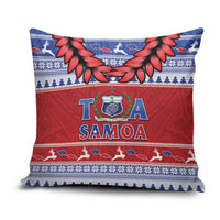 Toa Samoa Rugby Christmas Pillow Cover Ula Fala Samoan Pattern Red - Polynesian Pride
