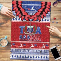 Toa Samoa Rugby Christmas Puzzle Ula Fala Samoan Pattern Red - Polynesian Pride