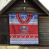 Toa Samoa Rugby Christmas Quilt Ula Fala Samoan Pattern Red - Polynesian Pride