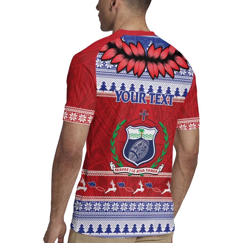 Personalised Toa Samoa Rugby Christmas Rugby Jersey Ula Fala Samoan Pattern Red - Polynesian Pride