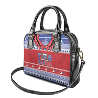 Toa Samoa Rugby Christmas Shoulder Handbag Ula Fala Samoan Pattern Red - Polynesian Pride