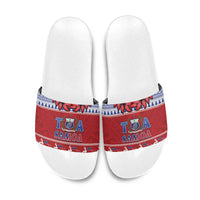 Toa Samoa Rugby Christmas Slide Sandals Ula Fala Samoan Pattern Red - Polynesian Pride