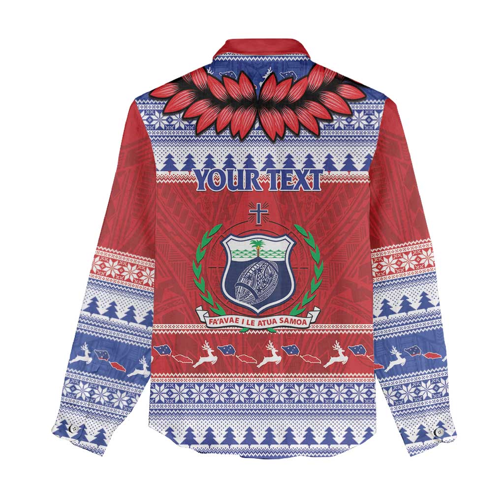 Personalised Toa Samoa Rugby Christmas Women Casual Shirt Ula Fala Samoan Pattern Red - Polynesian Pride