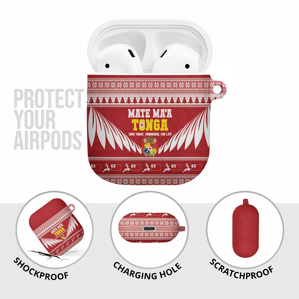 Tonga Rugby Christmas AirPods Case Mate Maa Tonga Ngatu Pattern - Polynesian Pride