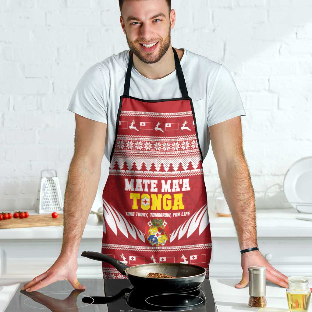 Tonga Rugby Christmas Apron Mate Maa Tonga Ngatu Pattern - Polynesian Pride