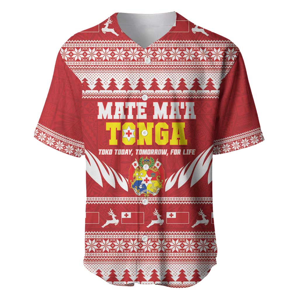 Personalised Tonga Rugby Christmas Baseball Jersey Mate Maa Tonga Ngatu Pattern - Polynesian Pride