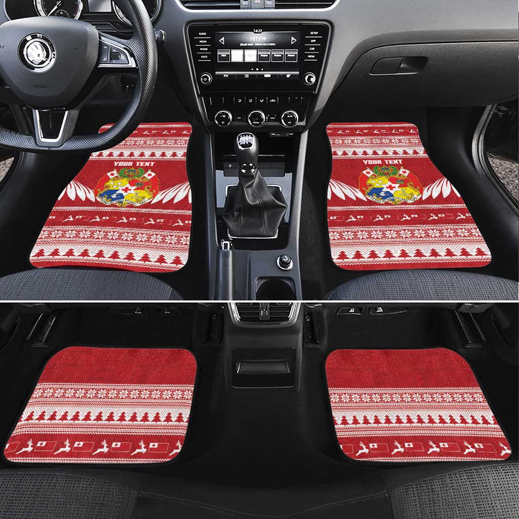 Personalised Tonga Rugby Christmas Car Mats Mate Maa Tonga Ngatu Pattern - Polynesian Pride