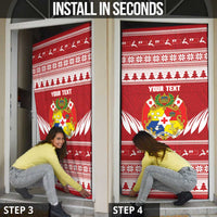 Personalised Tonga Rugby Christmas Door Cover Mate Maa Tonga Ngatu Pattern - Polynesian Pride