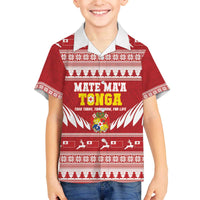 Personalised Tonga Rugby Christmas Family Matching Off The Shoulder Long Sleeve Dress and Hawaiian Shirt Mate Maa Tonga Ngatu Pattern - Polynesian Pride