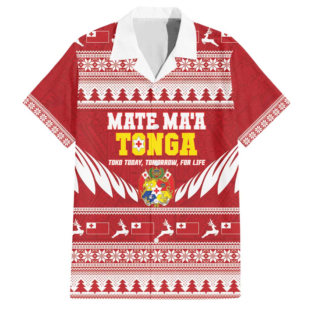 Personalised Tonga Rugby Christmas Family Matching Off Shoulder Maxi Dress and Hawaiian Shirt Mate Maa Tonga Ngatu Pattern - Polynesian Pride