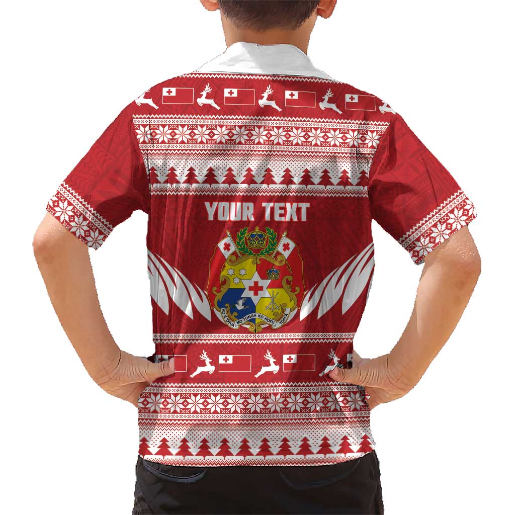 Personalised Tonga Rugby Christmas Family Matching Off Shoulder Short Dress and Hawaiian Shirt Mate Maa Tonga Ngatu Pattern LT14 - Polynesian Pride