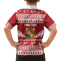 Personalised Tonga Rugby Christmas Family Matching Off Shoulder Short Dress and Hawaiian Shirt Mate Maa Tonga Ngatu Pattern LT14 - Polynesian Pride