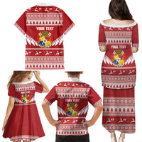 Personalised Tonga Rugby Christmas Family Matching Puletasi and Hawaiian Shirt Mate Maa Tonga Ngatu Pattern - Polynesian Pride