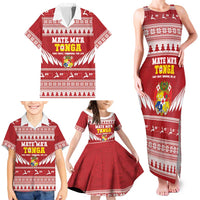 Personalised Tonga Rugby Christmas Family Matching Tank Maxi Dress and Hawaiian Shirt Mate Maa Tonga Ngatu Pattern LT14 - Polynesian Pride