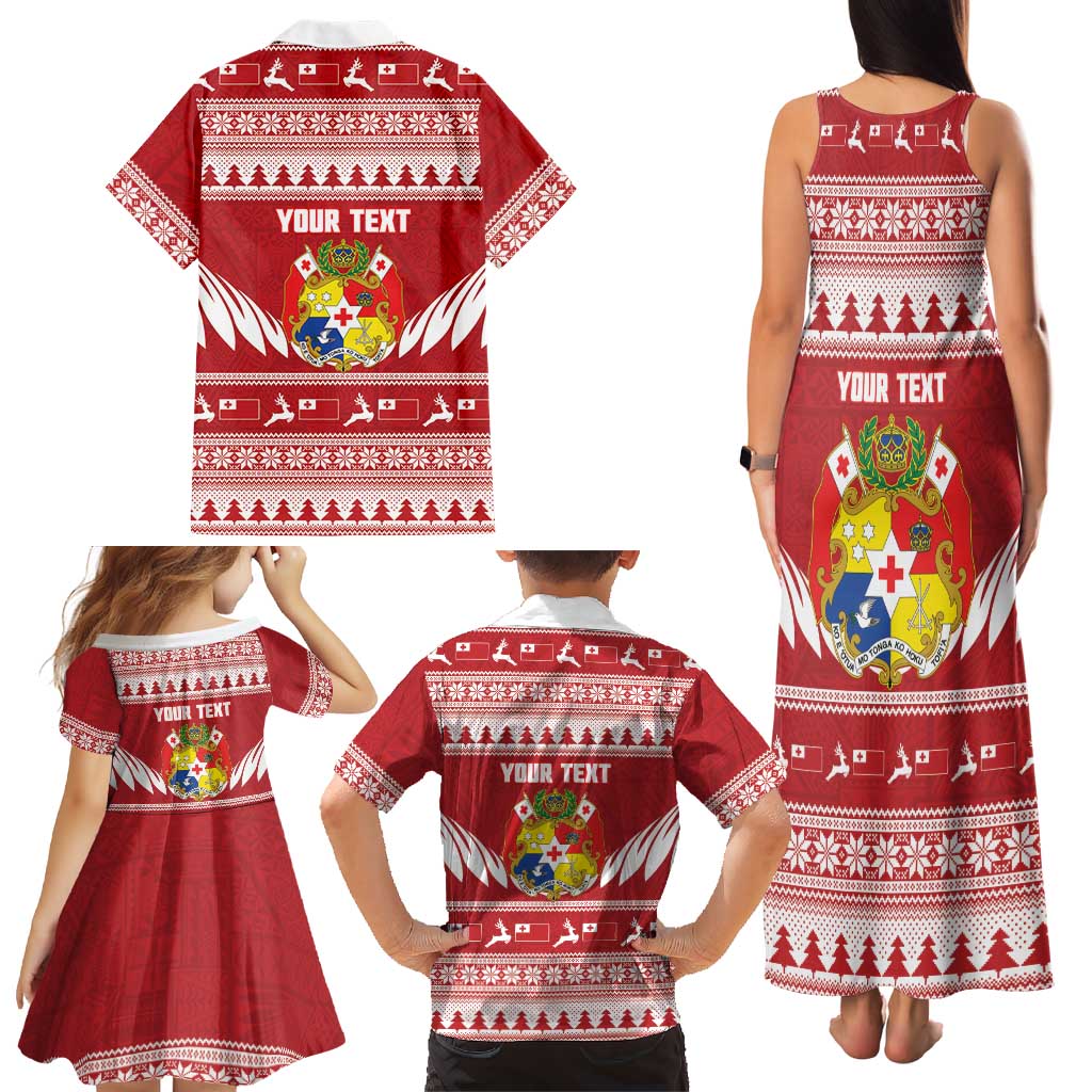 Personalised Tonga Rugby Christmas Family Matching Tank Maxi Dress and Hawaiian Shirt Mate Maa Tonga Ngatu Pattern LT14 - Polynesian Pride
