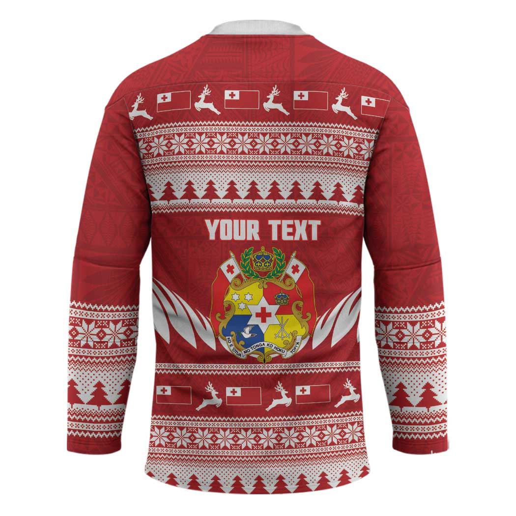 Personalised Tonga Rugby Christmas Hockey Jersey Mate Maa Tonga Ngatu Pattern - Polynesian Pride