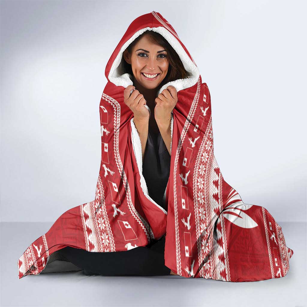 Tonga Rugby Christmas Hooded Blanket Mate Maa Tonga Ngatu Pattern - Polynesian Pride
