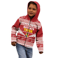 Personalised Tonga Rugby Christmas Kid Hoodie Mate Maa Tonga Ngatu Pattern - Polynesian Pride