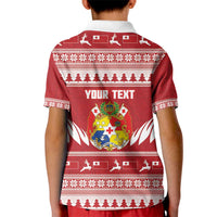 Personalised Tonga Rugby Christmas Kid Polo Shirt Mate Maa Tonga Ngatu Pattern - Polynesian Pride