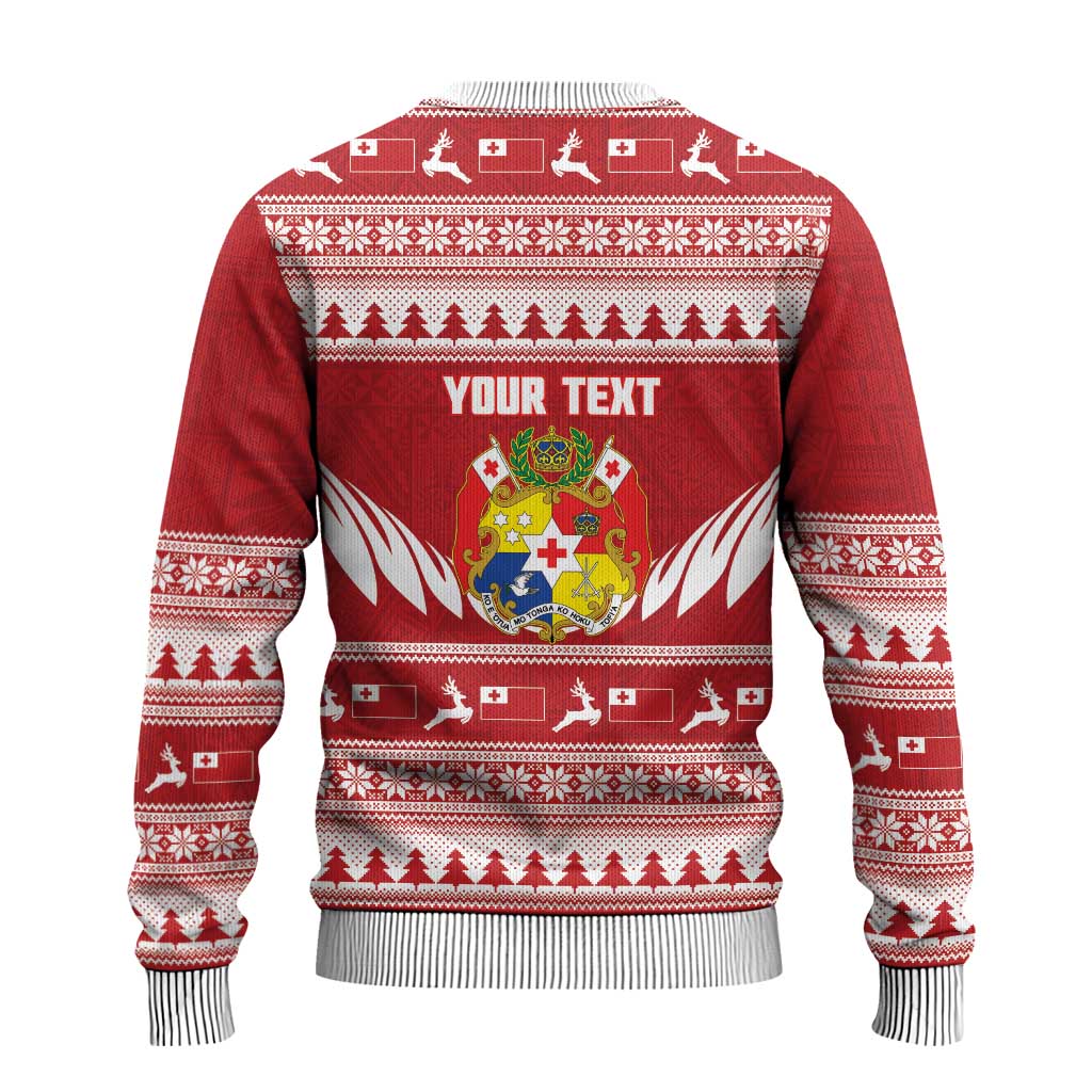Personalised Tonga Rugby Christmas Ugly Christmas Sweater Mate Maa Tonga Ngatu Pattern - Polynesian Pride