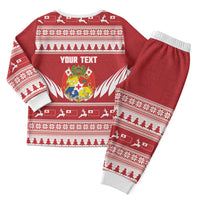 Personalised Tonga Rugby Christmas Pajama Set Mate Maa Tonga Ngatu Pattern - Polynesian Pride