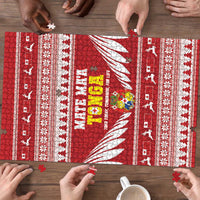 Tonga Rugby Christmas Puzzle Mate Maa Tonga Ngatu Pattern - Polynesian Pride