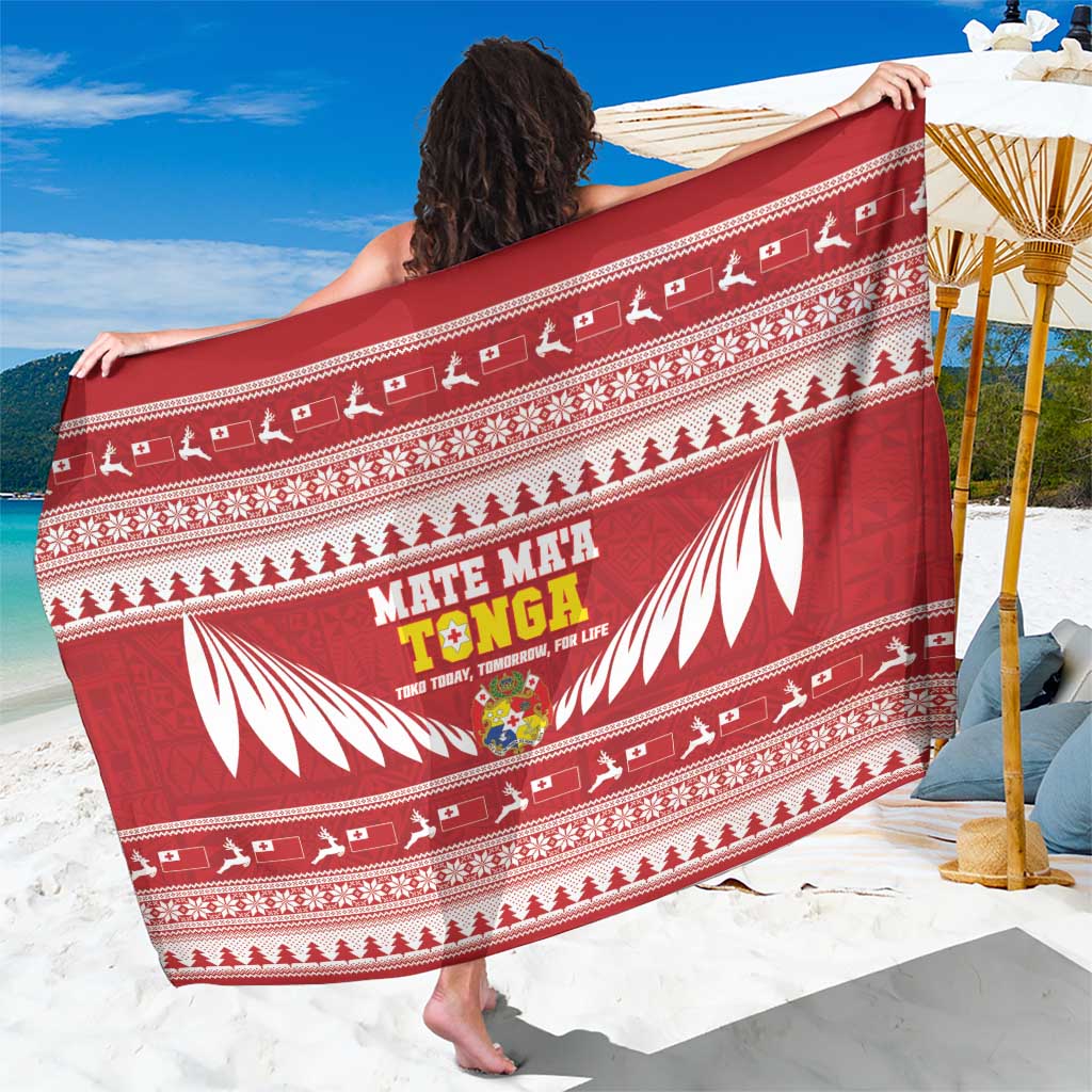 Tonga Rugby Christmas Sarong Mate Maa Tonga Ngatu Pattern - Polynesian Pride
