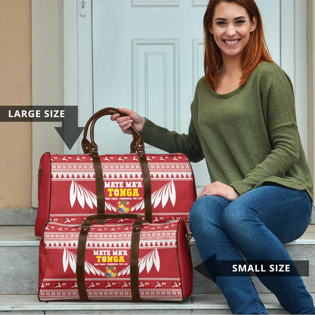 Tonga Rugby Christmas Travel Bag Mate Maa Tonga Ngatu Pattern - Polynesian Pride
