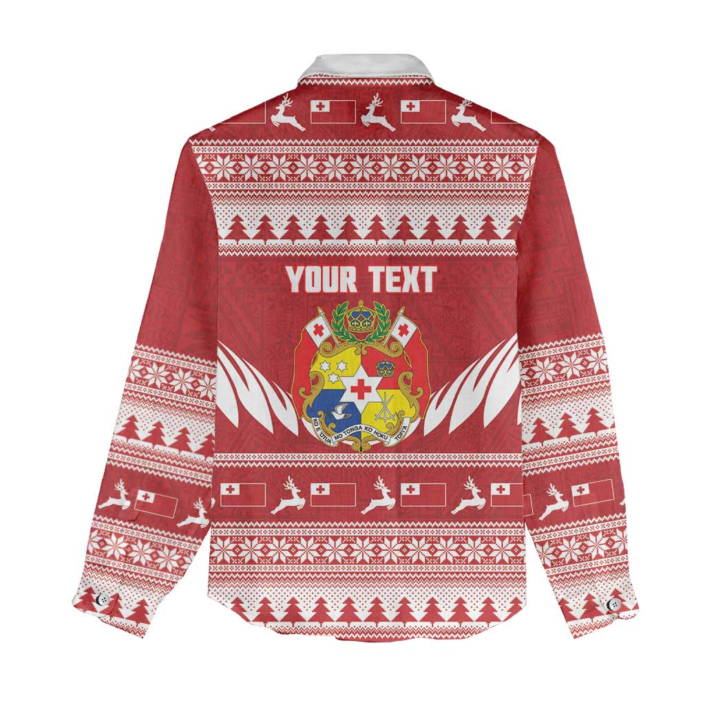 Personalised Tonga Rugby Christmas Women Casual Shirt Mate Maa Tonga Ngatu Pattern - Polynesian Pride
