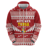 Personalised Tonga Rugby Christmas Zip Hoodie Mate Maa Tonga Ngatu Pattern - Polynesian Pride