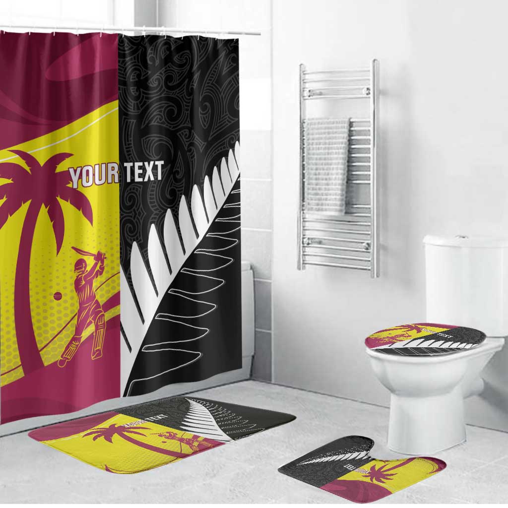 New Zealand and West Indies Cricket Custom Bathroom Set Black Cap Windies Together - Polynesian Pride