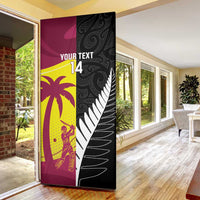 New Zealand and West Indies Cricket Custom Door Cover Black Cap Windies Together - Polynesian Pride