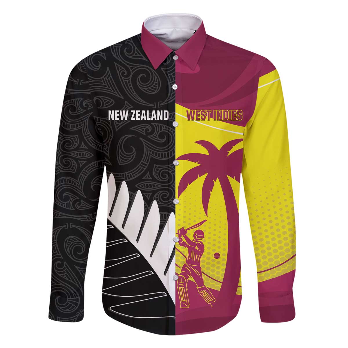 New Zealand and West Indies Cricket Custom Family Matching Off The Shoulder Long Sleeve Dress and Hawaiian Shirt Black Cap Windies Together - Polynesian Pride