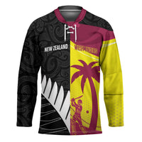 New Zealand and West Indies Cricket Custom Hockey Jersey Black Cap Windies Together - Polynesian Pride