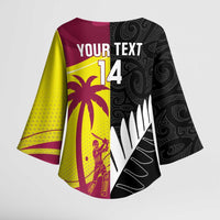 New Zealand and West Indies Cricket Custom Kimono Sleeve Blouse Black Cap Windies Together - Polynesian Pride