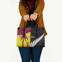 New Zealand and West Indies Cricket Custom Leather Bag Black Cap Windies Together - Polynesian Pride