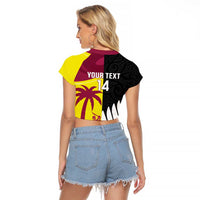 New Zealand and West Indies Cricket Custom Raglan Cropped T Shirt Black Cap Windies Together - Polynesian Pride