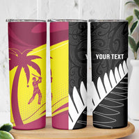 New Zealand and West Indies Cricket Custom Skinny Tumbler Black Cap Windies Together - Polynesian Pride