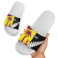 New Zealand and West Indies Cricket Custom Slide Sandals Black Cap Windies Together - Polynesian Pride