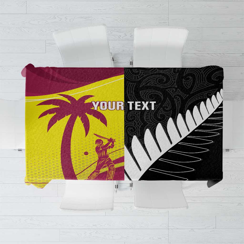 New Zealand and West Indies Cricket Custom Tablecloth Black Cap Windies Together - Polynesian Pride