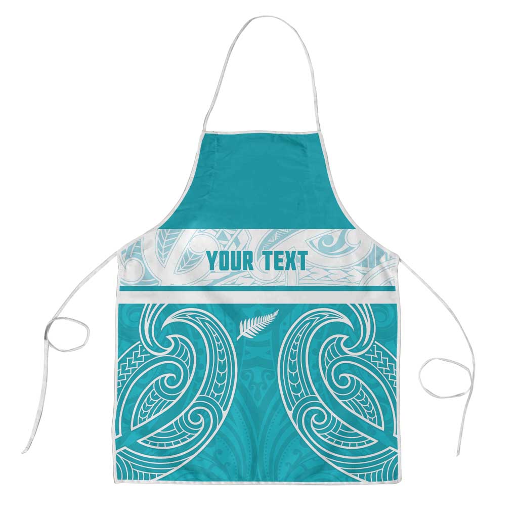 New Zealand Silver Fern Cricket Custom Apron Black Cap Teal Maori Pattern - Polynesian Pride