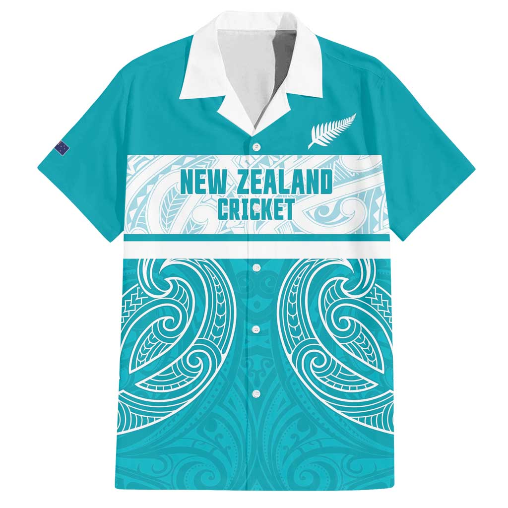 New Zealand Silver Fern Cricket Custom Family Matching Long Sleeve Bodycon Dress and Hawaiian Shirt Black Cap Teal Maori Pattern - Polynesian Pride