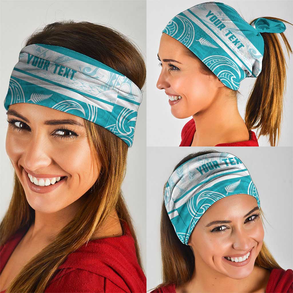 New Zealand Silver Fern Cricket Custom Neck Gaiter Black Cap Teal Maori Pattern - Polynesian Pride