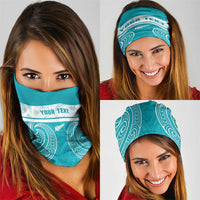 New Zealand Silver Fern Cricket Custom Neck Gaiter Black Cap Teal Maori Pattern - Polynesian Pride