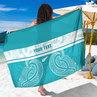 New Zealand Silver Fern Cricket Custom Sarong Black Cap Teal Maori Pattern - Polynesian Pride