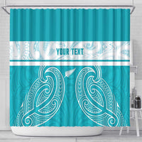 New Zealand Silver Fern Cricket Custom Shower Curtain Black Cap Teal Maori Pattern - Polynesian Pride