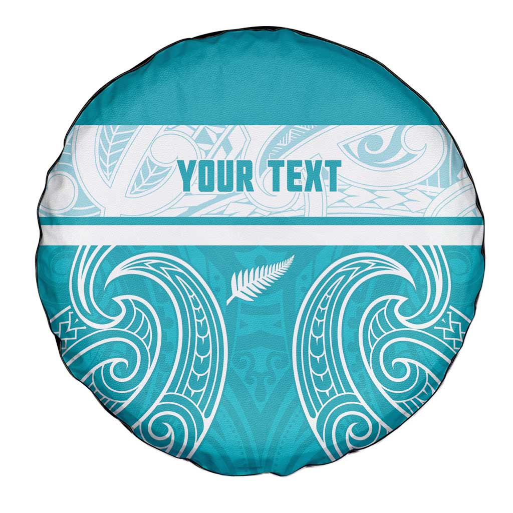 New Zealand Silver Fern Cricket Custom Spare Tire Cover Black Cap Teal Maori Pattern - Polynesian Pride